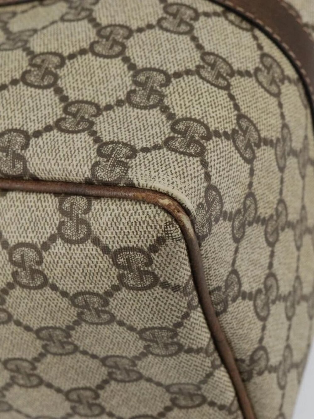 GUCCI GG Supreme Web Sherry Line Bag PVC Beige Gold - Picture 5 of 16